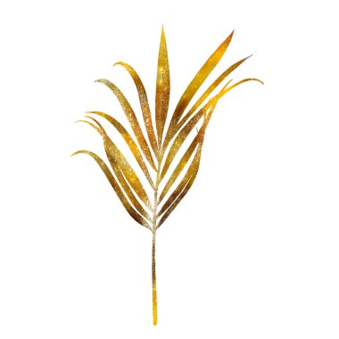 Altın palmiye yaprakları kırpma yolu ile beyaz bir zemin üzerinde izole.