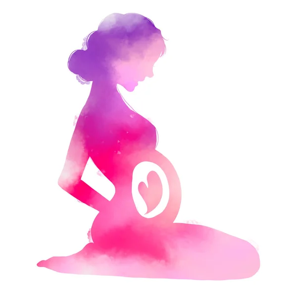 Happy mother\'s day. Happy mom with her baby silhouette plus abstract watercolor painting with clipping path.