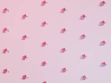 Mutlu noeller. Noel çanları desenli arka planın 3 boyutlu hali. Asgari biçim.