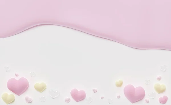 コピースペースでハートの背景 Happy Women Mother Valentine Day 誕生日挨拶カード バナーデザインのための愛の3Dコンセプト — ストック写真