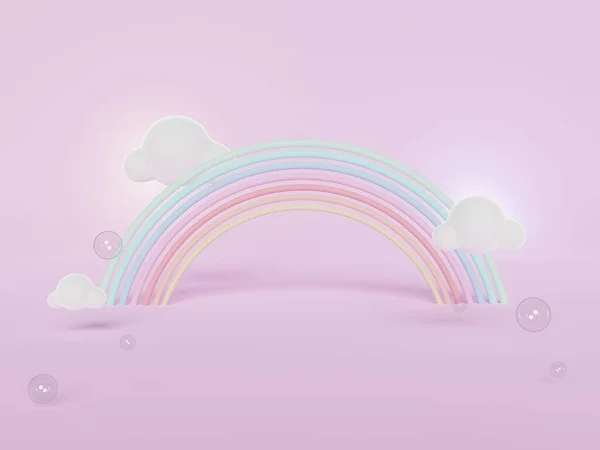 Weergave Van Kleurrijke Pastelwolken Regenboog Met Lege Ruimte Voor Kinderen — Stockfoto
