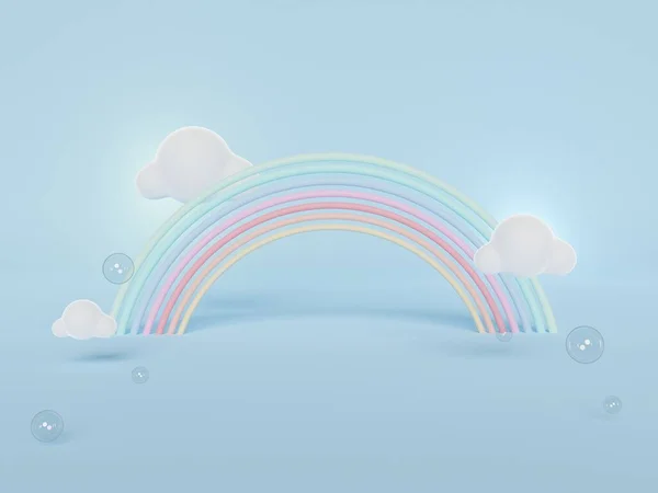 Weergave Van Kleurrijke Pastelwolken Regenboog Met Lege Ruimte Voor Kinderen — Stockfoto