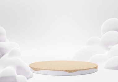 Silindir podyumlu soyut arkaplan, kadın ürünleri için geometri standı. 3 Boyutlu Hazırlama.