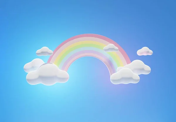Renderização Nuvens Pastel Coloridas Arco Íris Com Espaço Vazio Para — Fotografia de Stock