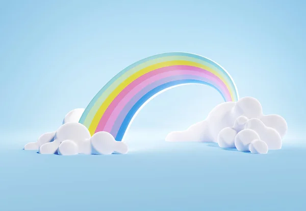 Representación Coloridas Nubes Pastel Arco Iris Con Espacio Vacío Para — Foto de Stock