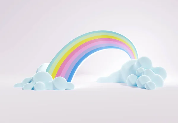 Weergave Van Kleurrijke Pastelwolken Regenboog Met Lege Ruimte Voor Kinderen — Stockfoto