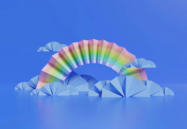 Representación Coloridas Nubes Pastel Arco Iris Con Espacio Vacío Para — Foto de Stock