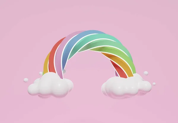 Rendering Colorful Pastel Clouds Rainbow Empty Space Kids Baby Products — 스톡 사진