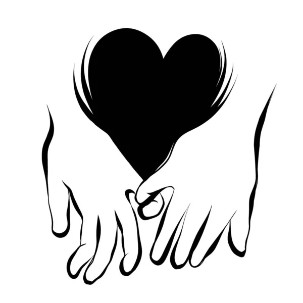 Holding hands and heart symbol with clipping path.