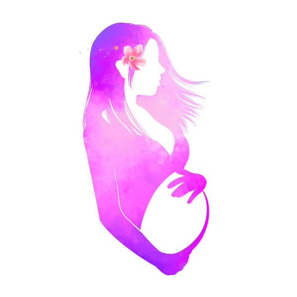 Watercolor Pregnant Woman Happy Mother Day Mother Baby Health Digital — Foto Stock