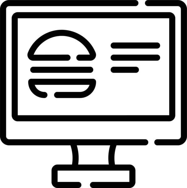 Web Simgesi Illüstrasyon Ekranda Hamburgerli Bilgisayar — Stok fotoğraf