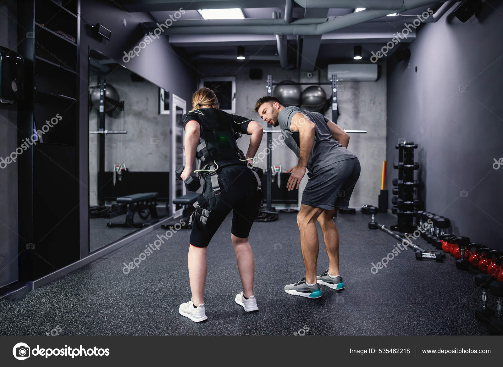 Ems Exercise Ems Gym Ems Exercise Ems Training Concept Shot Back