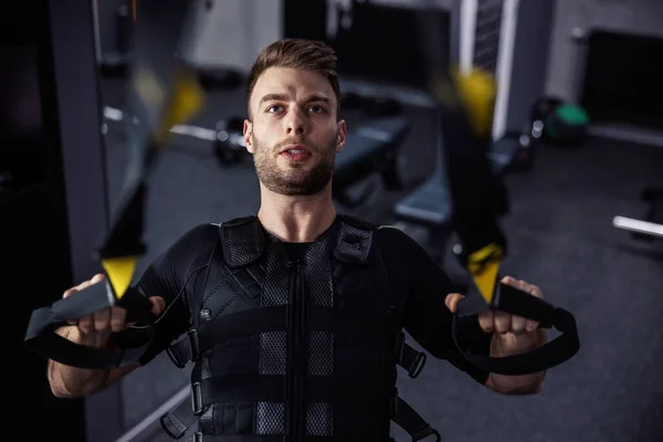 Elektrische Spierstimulatie Oefeningen Voor Armen Triceps Functionele Training Voor Gewichtsverlies — Stockfoto