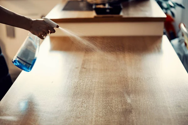 Detergente Pulverização Manual Superfície Suja Limpeza — Fotografia de Stock