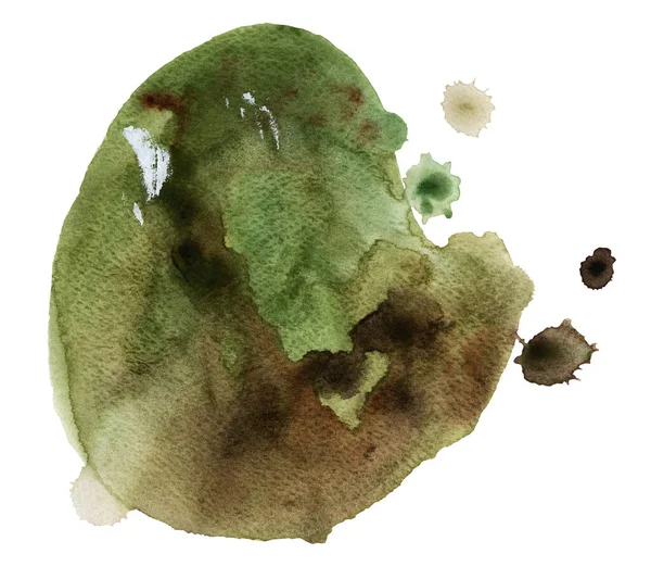 Abstracte Groene Bruine Aquarelvlek Met Vlekken Model Voor Het Decoreren — Stockfoto