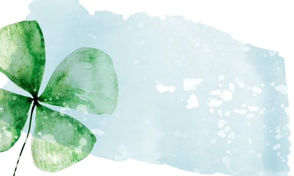 Clover Leaf Blue Stain Background Watercolor Wallpaper Template Decorating Designs — Stock Photo, Image