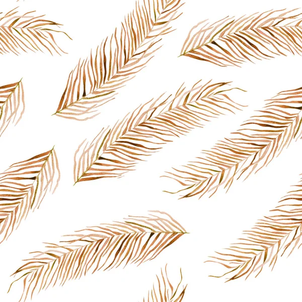 Turuncu Palmiye Dalları Tropik Suluboya Desenleri Tasarım Çizimler Için Şablon — Stok fotoğraf