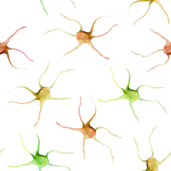 Neurônios Padrão Sem Costura Aquarela Abstrata Modelo Para Decorar Desenhos — Fotografia de Stock