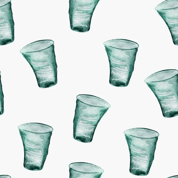 Пластикові Чашки Акварельні Елементи Набір Шаблон Прикраси Дизайну Ілюстрацій — стокове фото