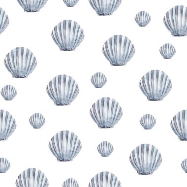 Deniz kabuğu suluboya desenli. Tasarım ve çizimler için şablon.