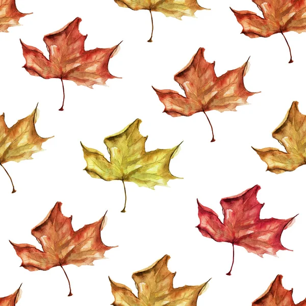 Podzim Suché Listy Akvarel Hladký Vzor Šablona Pro Zdobení Návrhů — Stock fotografie