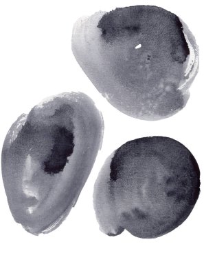 Yuvarlak soyut suluboya fırça lekeleri. Tasarım ve çizimler için şablon.