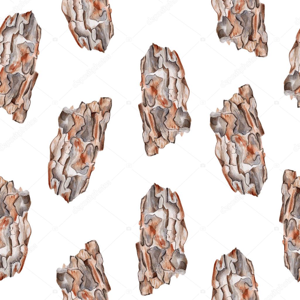 Pine bark watercolor seamless pattern. Template for decorating designs and illustrations.