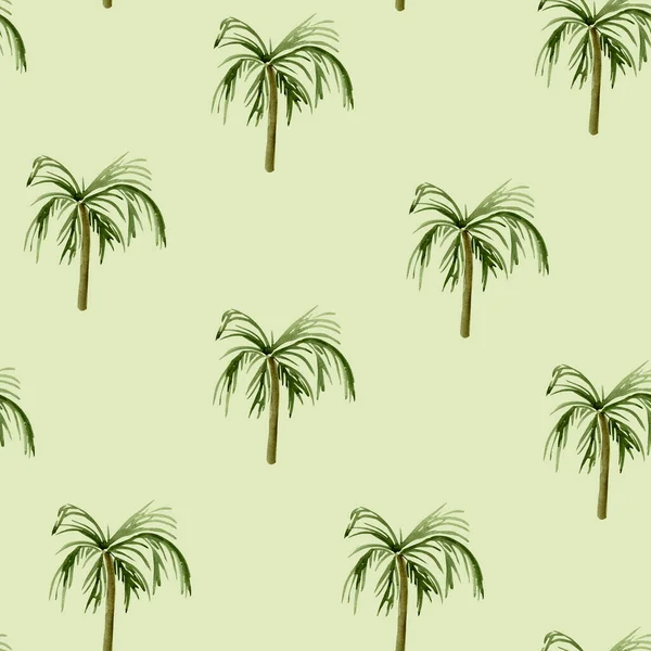 Palm Trees Watercolor Vintage Seamless Pattern Template Decorating Designs Illustrations — Stock Photo, Image