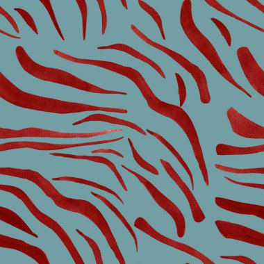 Kırmızı zebra çizgileri mavi ve pürüzsüz desenli. Tasarım ve çizimler için şablon