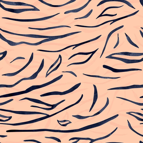 Strisce Tigre Blu Sfondo Rosa Cipria Modello Senza Cuciture Modello — Foto Stock