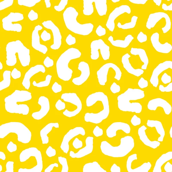 White Leopard Spots Yellow Seamless Pattern Template Decorating Designs Illustrations — ストック写真