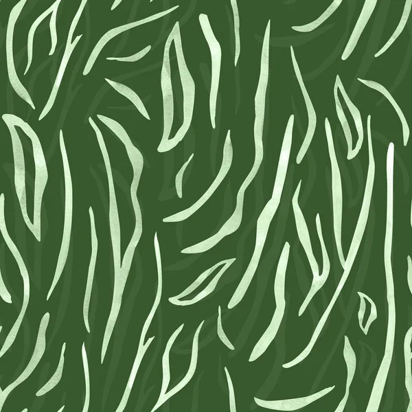 Witte Tijgerstrepen Groene Grasachtige Achtergrond Naadloos Patroon Model Voor Het — Stockfoto