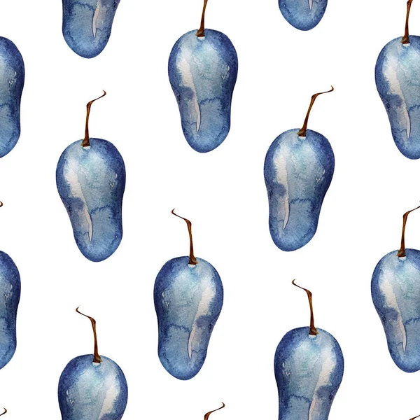 Azul Uva Berry Aquarela Sem Costura Padrão Modelo Para Decorar — Fotografia de Stock