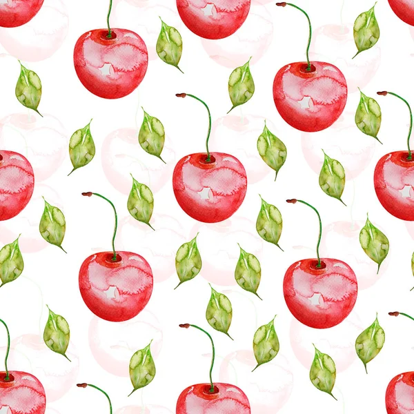 Kiraz sulu sulu sulu, dikişsiz desen. Tasarım ve çizimler için şablon.