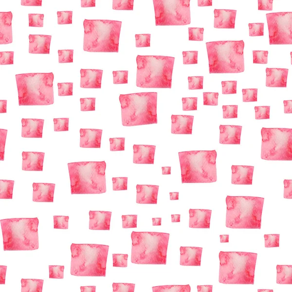 Pink Watercolor Curved Squares Seamless Pattern Template Decorating Designs Illustrations — стоковое фото