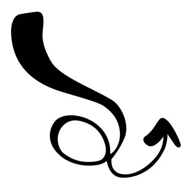 Siyah girdaplı ok aşağı vektör çizimi