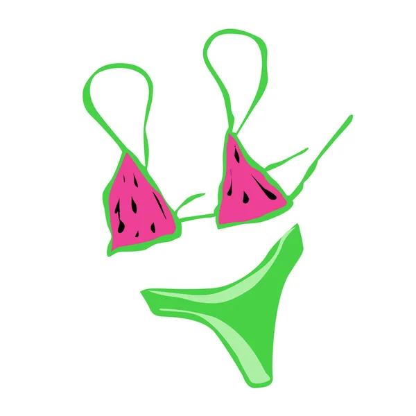 Bikini Pembe Karpuz Mayo Vektör Çizimi — Stok Vektör