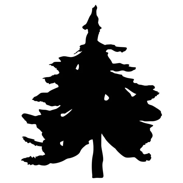 Fluffy Spruce Silhouette Vector One Element — 스톡 벡터