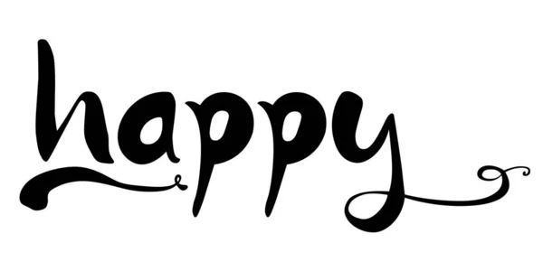 Happiness Calligraphic Vector Hand Lettering Illustration — Archivo Imágenes Vectoriales