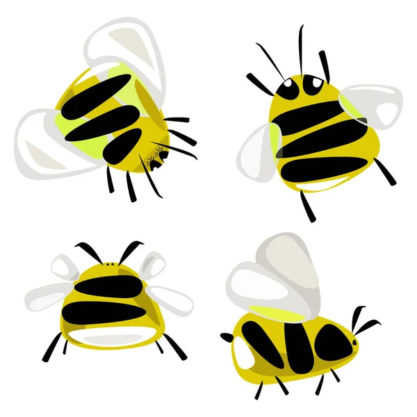Bees Bumblebees Vector Elements Set — Archivo Imágenes Vectoriales