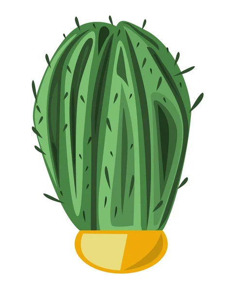 Cactus Yellow Pot Vector Illustration - Stok Vektor