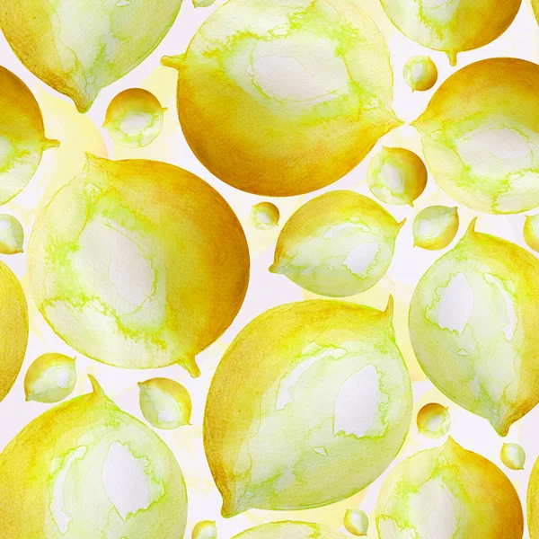 Citroen Gele Aquarel Naadloos Patroon — Stockfoto