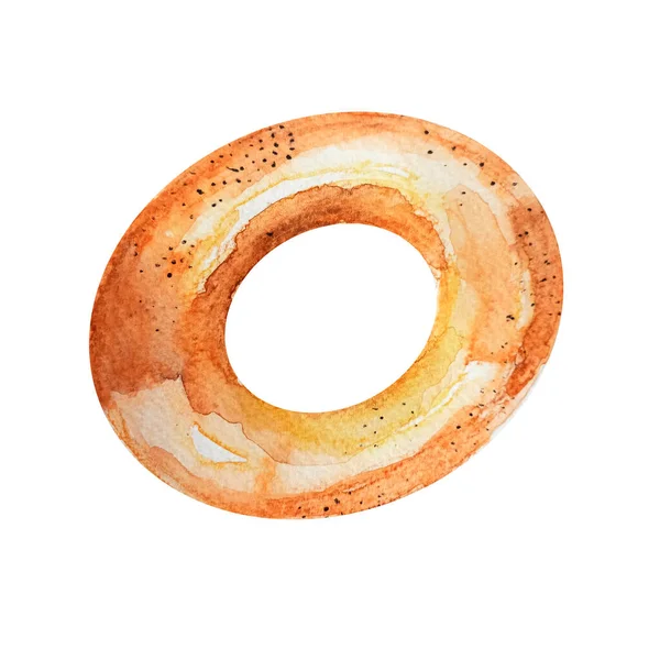 Bagel Baking Watercolor Isolated Element Template Decorating Designs Illustrations — Stockfoto