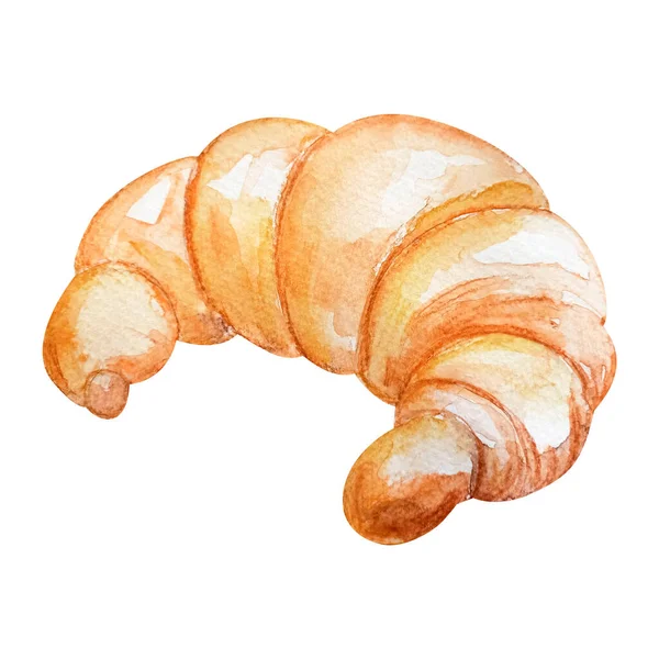 Croissant Pastry Watercolor Isolated Element Template Decorating Designs Illustrations — Stockfoto