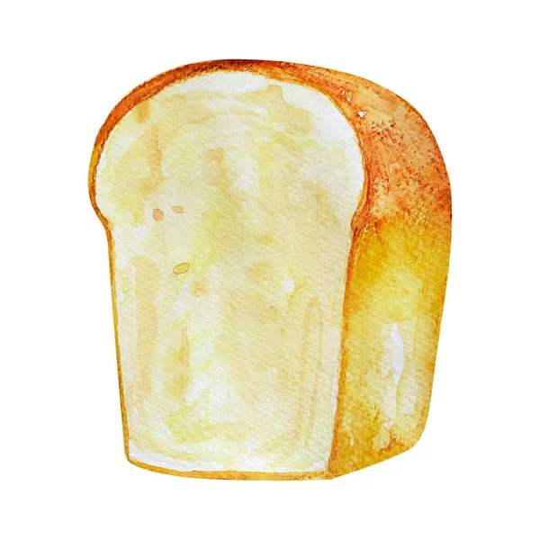 Baked Bread Piece Watercolor Isolated Element Template Decorating Designs Illustrations — Stockfoto