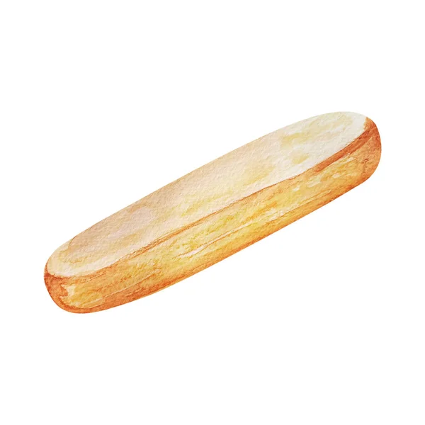 Slice Baguette Bread Pastry Watercolor Isolated Element Template Decorating Designs — Fotografia de Stock