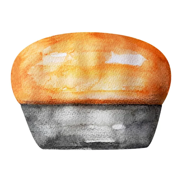 Fresh Baked Bread Shaped Watercolor Isolated Element Template Decorating Designs — Stockfoto