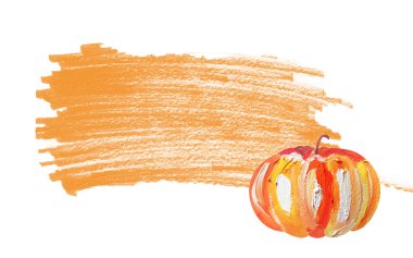 Sonbahar arkaplan portakal kabağı suluboya lekesi. Tasarım ve çizimler için şablon.