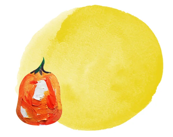Sun Pumpkin Stain Gouache Watercolor Stain Template Decorating Designs Illustrations — 스톡 사진