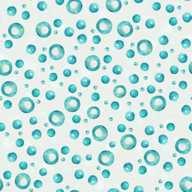 Soap bubbles watercolor seamless pattern. Template for decorating designs and illustrations.